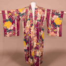 TROPICAL FLORAL SILK CREPE KIMONO, 1940s