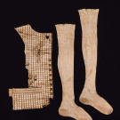 STRIPED SILK STOCKINGS &amp; WAISTCOAT FRAGMENT, LATE 18TH C