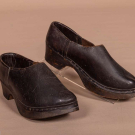 ANTIQUE LEATHER CLOGS OR SABOTS, LATE 19TH C