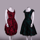 TWO TRIGERE &amp; UNLABELED SILK SATIN EVENING DRESSES, 1950s