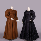 TWO FIGURED SILK DAY OR DINNER DRESSES, 1890s