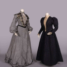 TWO GINGHAM OR NOVELTY WEAVE SILK DAY DRESSES, C. 1892 &amp; C. 1904