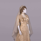 TAPE LACE WEDDING GOWN &amp; ALENCON LACE HEADPIECE, INDIANA, C. 1908