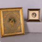 ST-MEMIN FINE ENGRAVED PORTRAIT MINIATURE &amp; VERRE EGLOMISE PANEL, C. 1800