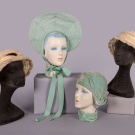 TWO IRISH CROCHET HATS &amp; TWO SEAFOAM VELVET OR TULLE HATS, 1920s - 1930s