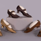 THREE PAIRS OF BEADED OR LAME SHOES, C. 1920 &amp; 1880s