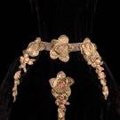FOUR METALLIC LAME &amp; SILK ROSETTE APPLIQUES, FRANCE, 1920s