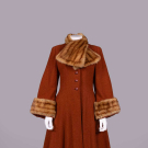 RUST BOUCLE PRINCESS COAT W/ FUR TRIM, C. 1952