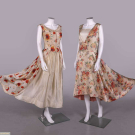 TWO FLORAL SILK FANCY DRESS OR GARDEN PARTY DRESSES, C. 1930