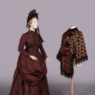 THREE PIECE TAFFETA &amp; CUT VELVET GOING AWAY ENSEMBLE, 1885