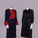 TWO FIGURED SILK OR CREPE DAY DRESSES, C. 1925 &amp; C. 1930