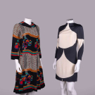 TWO BILL BLASS &amp; PIERRE CARDIN PRINTED DRESSES, C. 1965 - 1970