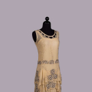 2-PC LEMON YELLOW BEADED SILK PARTY DRESS, 1920s