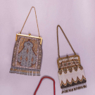 THREE ORIENTAL CARPET MOTIF BEADED PURSES, 1920S &amp; MID 20TH C