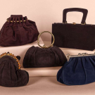 FIVE CHIC SUEDE HANDBAGS, C. 1940S