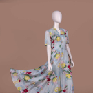 PRINTED SEERSUCKER HOSTESS GOWN, 1940S