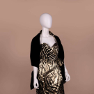 MORTON MYLES LAME &amp; VELVET TIGER STRIPE DRESS &amp; WRAP, 1980S