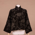  BROWN PATTERNED VELVET ROBE, CHINA, EARLY 20TH C