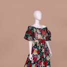 ARNOLD SCAASI FLORAL AND POLKA DOT PRINTED EVENING DRESS, 1980S