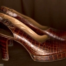 PAIR ALIGATOR PLATFORM SHOES, c. 1940