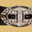 JUDITH LEIBER JEWELED LEATHER BELT, 1970-1980