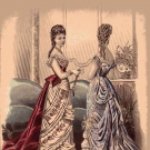 FOUR HAND COLORED FASHION PRINTS, FRANCE, 1875-1878