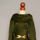 OLIVE SILK EVENING GOWN, MID 1930s