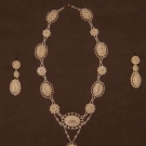 SEED PEARL NECKLACE &amp; EARRING SET, c. 1830