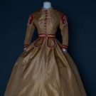 SILK &amp; VELVET DAY DRESS, MID 1860s