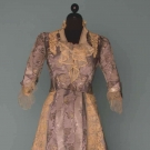 STEEL BLUE SILK &amp; LACE EVENING DRESS, 1880s