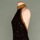 BLACK &amp; GOLD BEADED EVENING GOWN, LATE 1970s