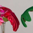 BES-BEN GREEN BEAD &amp; PINK SILK HATS, 1950s