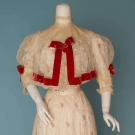 SPRIGGED WHITE SILK TEA GOWN, c. 1905