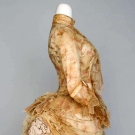 PRINTED TULLE BUSTLE DRESS, NYC, 1886