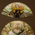 TWO LACQUER STICK FANS, MID 19TH C