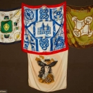 FOUR SILK DESIGNER SCARVES, 20TH C