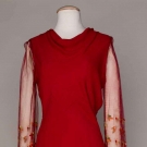 RED CREPE EVENING DRESS, 1930s