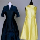 TWO SILK COCKTAIL DRESSES, 1950s