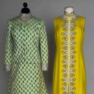 TWO RHINESTONE TRIMMED DRESSES, 1965 &amp; 1970s