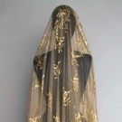 CREAM SILK LACE VEIL, MID 19TH C
