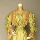 GREEN SILK TEA DRESS, c. 1898