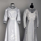 TWO WHITE LINEN SUMMER DRESSES, c. 1908