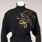 BEADED BLACK EVENING GOWN, EARLY 1940s