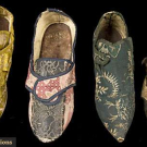 THREE LADIES' SINGLE BROCADE SHOES &amp; 1 PATTEN, 1700-1750