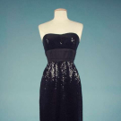 TRAINA NORELL BLACK SEQUIN COCKTAIL DRESS, 1958
