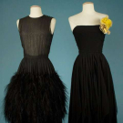 TWO BLACK CHIFFON EVENING DRESSES, 1950s