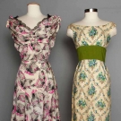TWO PRINTED AFTERNOON DRESSES, 1940-1950s