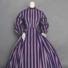PURPLE STRIPE DAY DRESS, 1860s