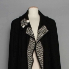 CHANEL M SZ BLACK WOOL COAT, 2000s
