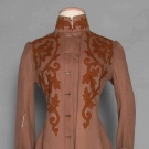 APPLIQUED WOOL BUSTLE COAT, c. 1888